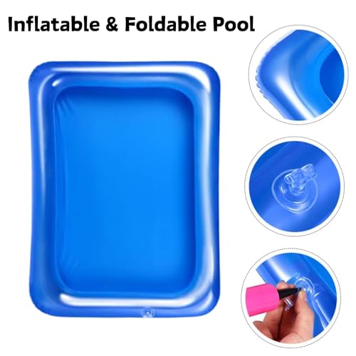 SEZDEKI Lizard Bath Pool & Collar Rings Set - Inflatable Reptile Bathing Swimming Pool Bathtub Reptile Swim Float Ring for Leopard Gecko Amphibians Habitat Accessories Grooming Health Supplies (Blue) - Image 4