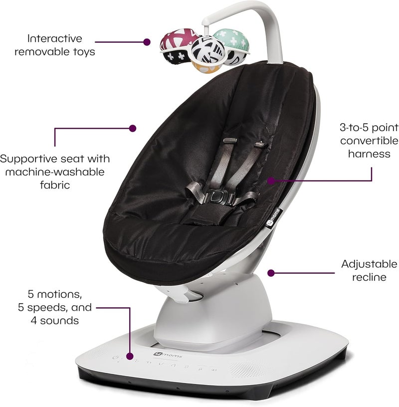 4moms MamaRoo Multi-Motion Baby Swing, Bluetooth Baby Swing with 5 Unique Motions, Black - Image 2