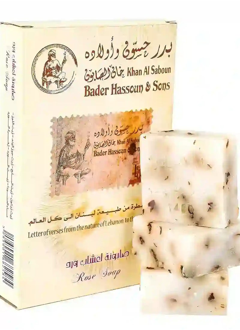 خان الصابون صابون الورد الطبيعي والعضوي  - مرطب ومنقي ومنعش (عبوة من 6 قطع) 