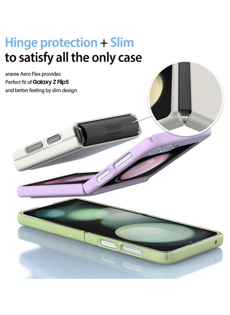araree - Aero Flex Samsung Galaxy Z Flip 5 Case with Hinge Protection, Full Protective Slim Cover Protective Body (PC) with Hinge Protector (TPU), Compatible with Samsung Galaxy Z Flip 5 5G - Cream - Image 1