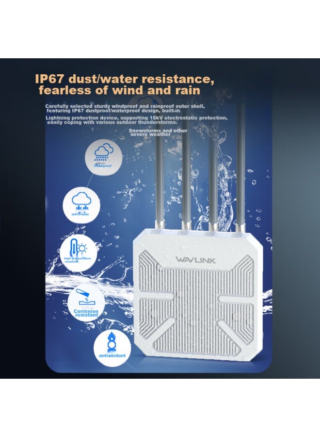 Wavlink Aerial Hd6 Outdoor nidirectional Wifi 6 Router, Ax1800 Gigabit Outdoor Bridge, High-power Wireless Ap, Outdoor Network Coverage, Engineering Wifi Base Station - Image 5