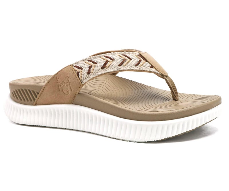 KuaiLu Womens Orthopedic Flip Flops Athletic Thick Cushion Recovery Thong Sandals Summer Slip On Yoga Mat Ladies Sport Walking Sandles Comfortable Plantar Fasciitis Arch Support Beach Beige Size 9 - Image 1
