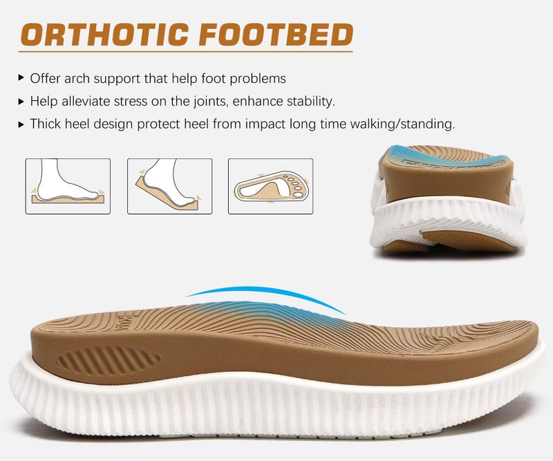 KuaiLu Womens Orthopedic Flip Flops Athletic Thick Cushion Recovery Thong Sandals Summer Slip On Yoga Mat Ladies Sport Walking Sandles Comfortable Plantar Fasciitis Arch Support Beach Beige Size 9 - Image 4
