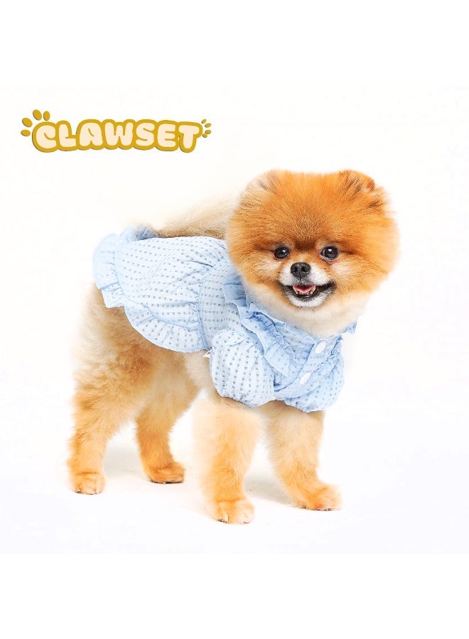 CLAWSET TONYA BLUE DRESS DOG CLOTHES DOG DRESS DOG APPAREL DOG ATTIRE DOG FASHIONABLE OUTFIT PET FASHION PET APPAREL - Image 1