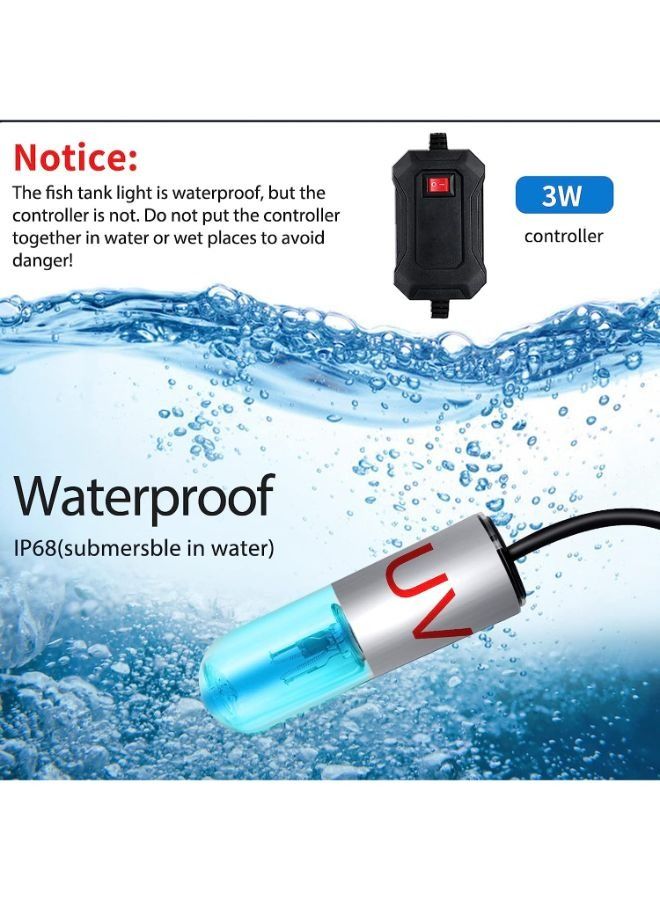 ZHIYANG B&K 3W UV Aquarium Submersible Sterilization Light Clear Green Waterproof Lamp for Pond, Swimming Pool and Indoor - Image 3