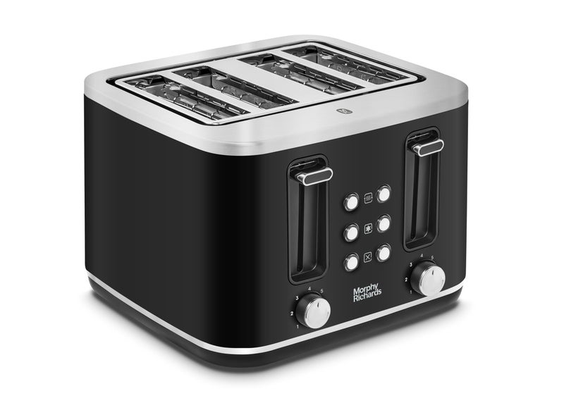 Morphy Richards Motive 4 Slice Toaster, Browning Controls, Reheat, Cancel & Defrost Settings, Bread Lever, Removeable Crumb Tray, Electromagnet Cover, 1600W, Black, 242801 - Image 3