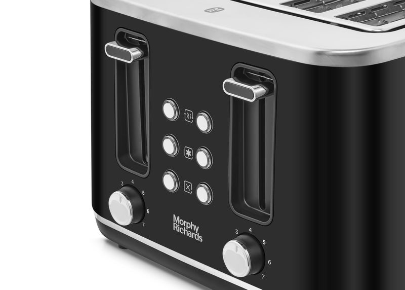 Morphy Richards Motive 4 Slice Toaster, Browning Controls, Reheat, Cancel & Defrost Settings, Bread Lever, Removeable Crumb Tray, Electromagnet Cover, 1600W, Black, 242801 - Image 4