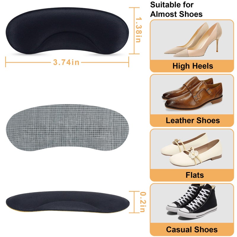 Comfowner 6 Pairs Heel Cushion Pads for Shoes Too Big, Shoe Grips Liners Heel Protectors to Prevent Heel Pain, Blisters and Rubbing, Anti Slip Shoe Filler Make Shoes Fit Tighter - Image 2