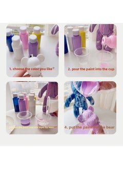 Generic Fluid Bear Handmade Diy Key Chain Fluid Rabbit Dragon Violent Bear Key Chain Small Pendant Activity Gift-Color:5 Keychain Bears + 10 Colors Of Your Choice 22ml + One Material Package  - Image 4