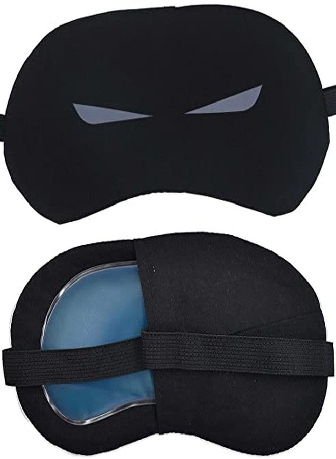 Neev Satin Eye Mask For Sleeping Men Women With Cooling Gel For Night Deep Sleep, Dark Circles, Puffy Eye's, Dry Eyes And Eye Fatigue (Black) - Image 1