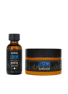 Live Bearded Live Bearded Beard Oil and Butter Grooming Kit - Made in the USA - All-Natural Ingredients with Shea, Argan, Jojoba - Growth Support | Legend Scent - Sandalwood, Vanilla 
