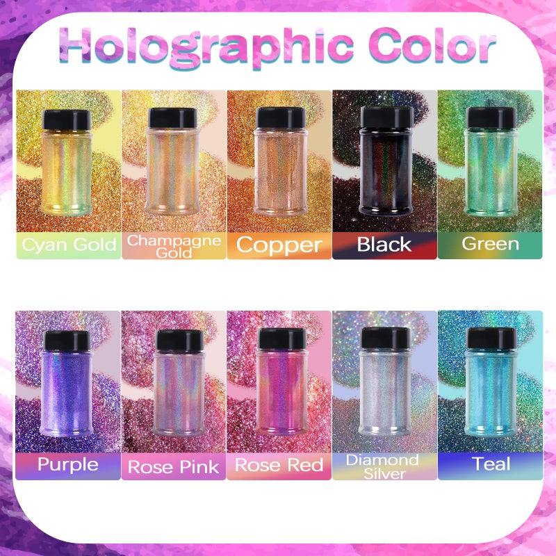 Renfio Holographic Glitter - Silver Diamond Dust, 1.94oz/55g Fine Glitter for Resin, Slime, Snowglobe, Christmas Decor - Image 4