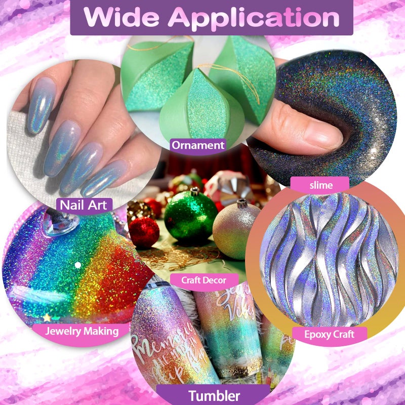 Renfio Holographic Glitter - Silver Diamond Dust, 1.94oz/55g Fine Glitter for Resin, Slime, Snowglobe, Christmas Decor - Image 5