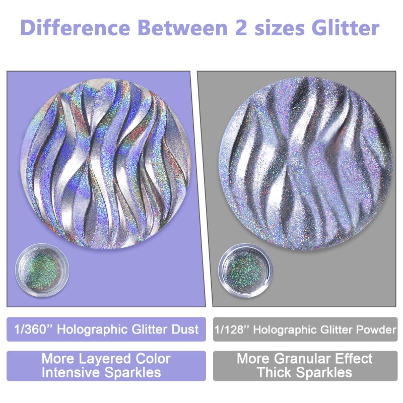 Renfio Holographic Glitter - Silver Diamond Dust, 1.94oz/55g Fine Glitter for Resin, Slime, Snowglobe, Christmas Decor - Image 3