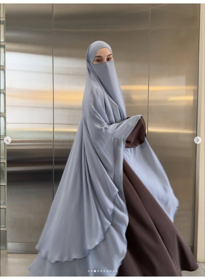 طبقة مزدوجة الشيفون الحجاب الطويل ناعم وخفيف الوزن تناسب بشكل مثالي الحجاب الرأسي - Image 1