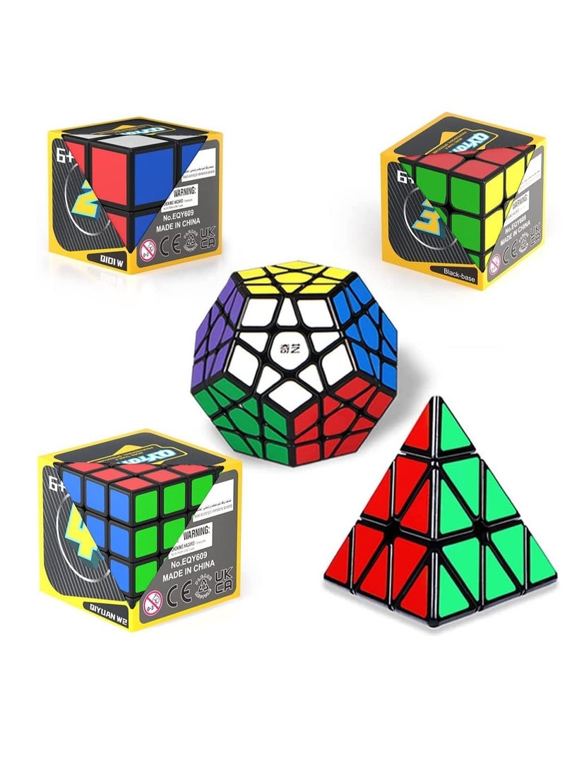 Speed Cube Set, Speed Cube Bundle of 2x2x2 3x3x3 4x4x4 Megaminx and Pyramid Cube Smoothly Magic Cube Collection for Kids & Adults - Image 1