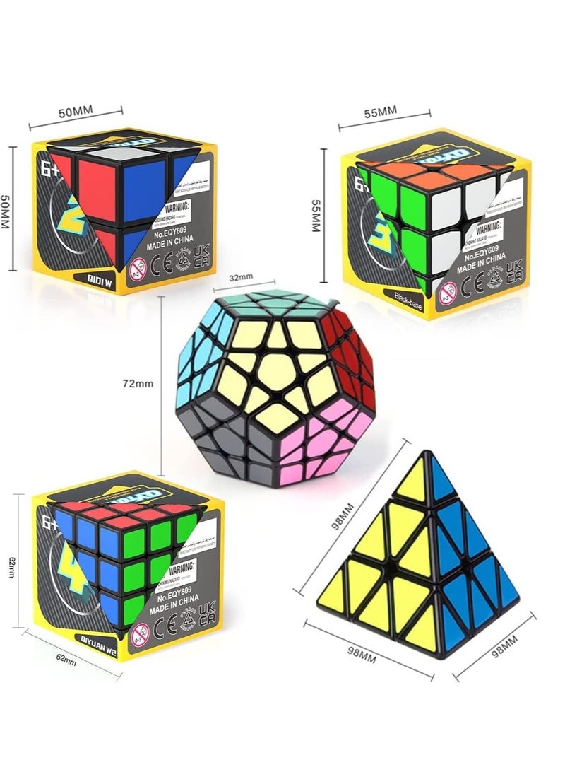 Speed Cube Set, Speed Cube Bundle of 2x2x2 3x3x3 4x4x4 Megaminx and Pyramid Cube Smoothly Magic Cube Collection for Kids & Adults - Image 3