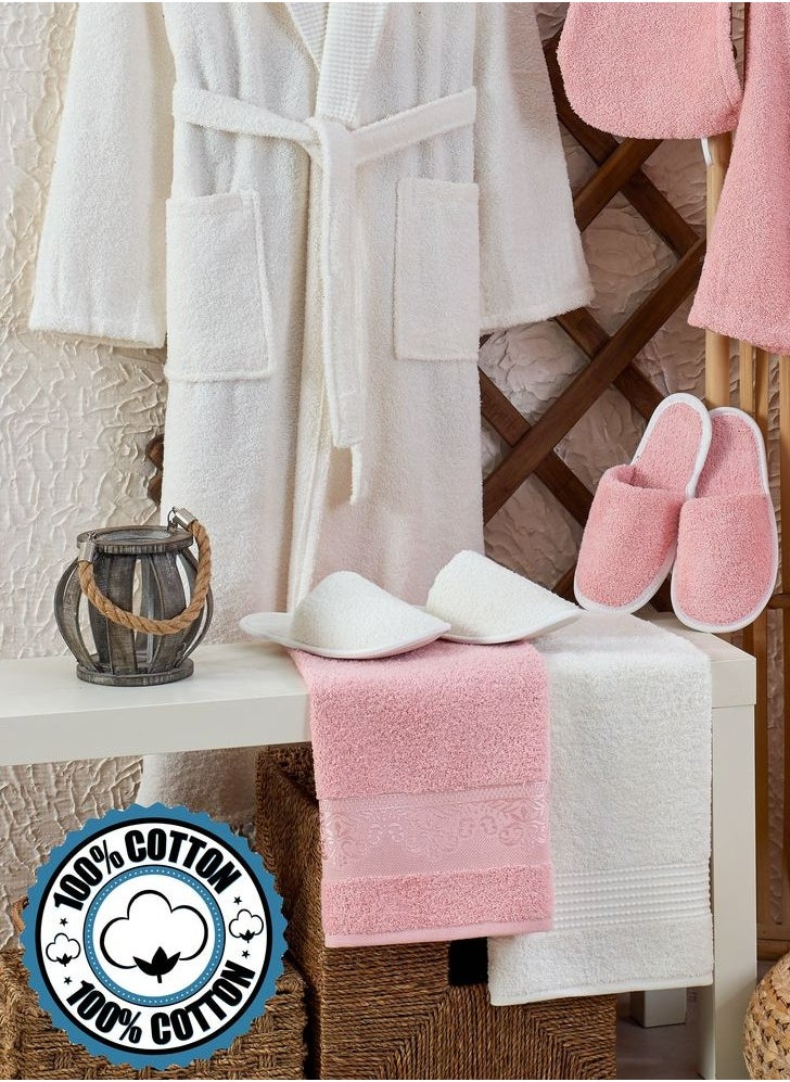 RedRose 100% cotton Turkish bathrobe set 11 pieces heavy pile highly absorbent modern design and decoration large size suitable for all sizes  - Image 4