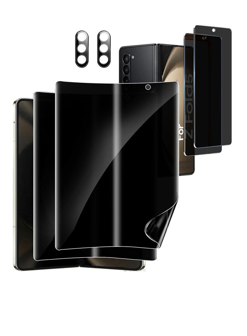 اووكاي [ 6-in-1 ] سامسونج غالاكسي زد فولد 6 حامي الشاشة ، 2 تبو الخصوصية الداخلية حامي الشاشة + 2 خفف من الزجاج الخصوصية الخارجية حامي الشاشة + 2 عدسة الكاميرا حامي فقاعة مجانا - Image 1