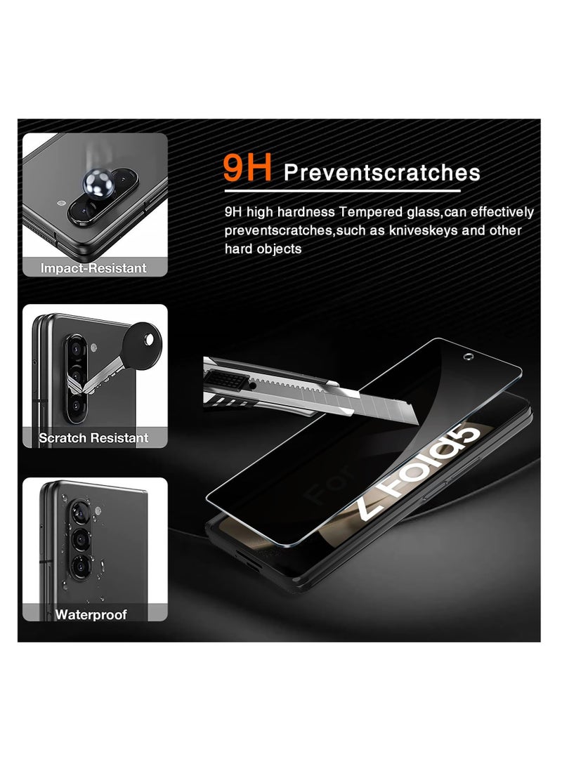 اووكاي [ 6-in-1 ] سامسونج غالاكسي زد فولد 6 حامي الشاشة ، 2 تبو الخصوصية الداخلية حامي الشاشة + 2 خفف من الزجاج الخصوصية الخارجية حامي الشاشة + 2 عدسة الكاميرا حامي فقاعة مجانا - Image 3