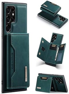 Wallet Case for Samsung Galaxy S22 Ultra, DG.MING Premium Leather Phone Case Back Cover Magnetic Detachable with Trifold Wallet Card Holder Pocket for Samsung Galaxy S22 Ultra (Green)