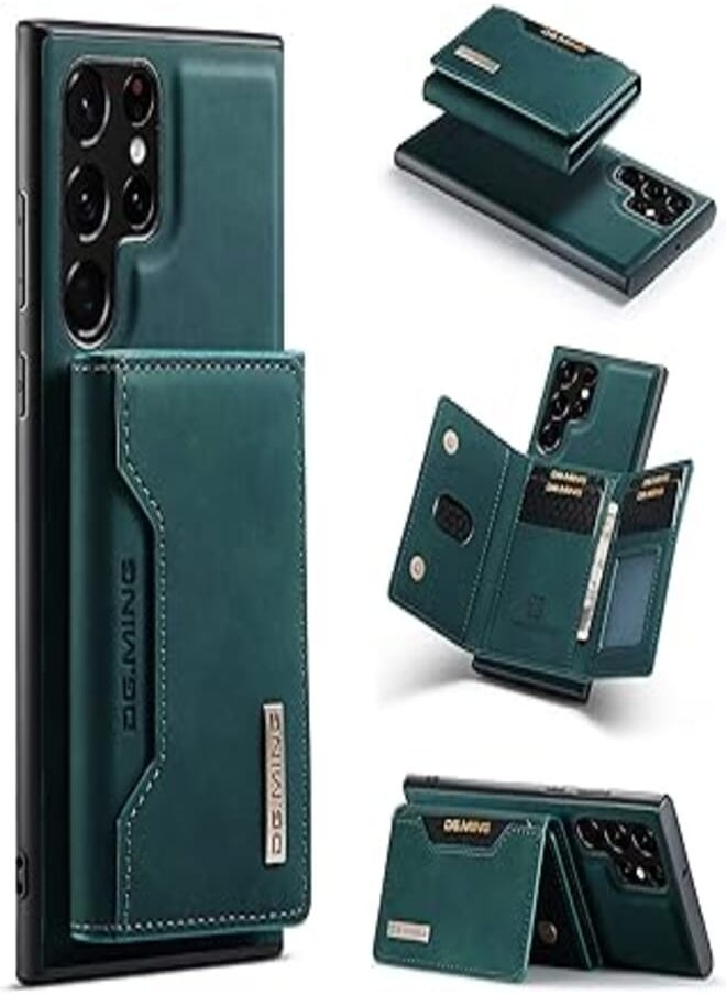 Generic - Wallet Case for Samsung Galaxy S22 Ultra, DG.MING Premium Leather Phone Case Back Cover Magnetic Detachable with Trifold Wallet Card Holder Pocket for Samsung Galaxy S22 Ultra (Green) - Image 1