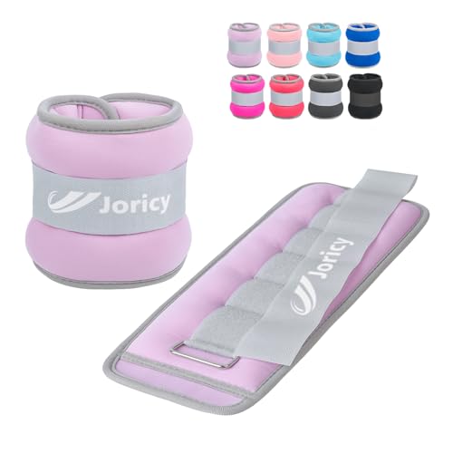 JORICY Ankle Weights, Wrist Leg Arm Weight for Women Men with Adjustable Straps, A Pair of 2LBS(1LB Each Weight) Arm Weighted for Running Walking Yoga Gymnastics Physical Therapy, Light Purple - Image 1