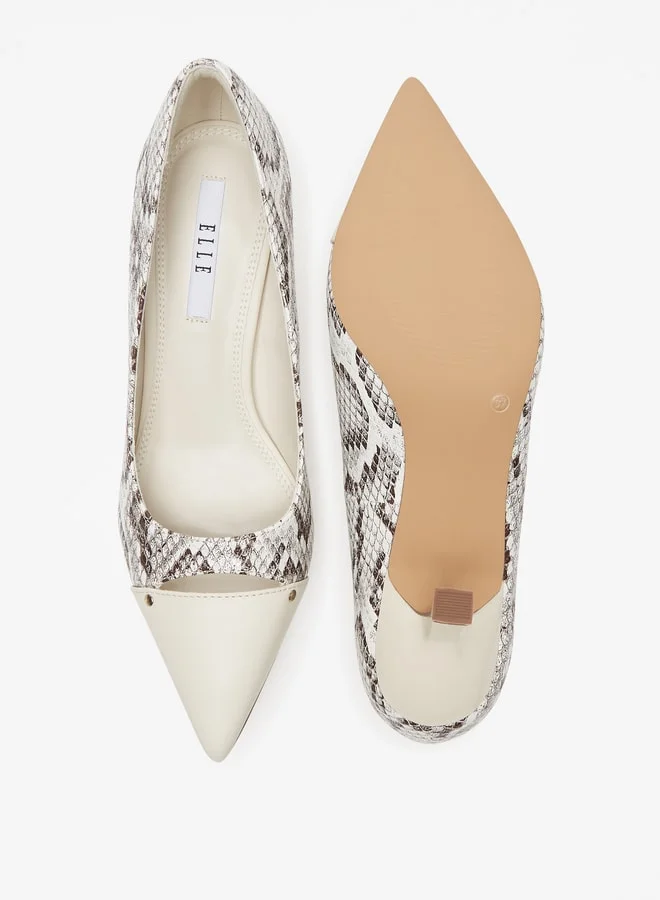 ELLE Womens Animal Print Pumps With Stiletto Heels