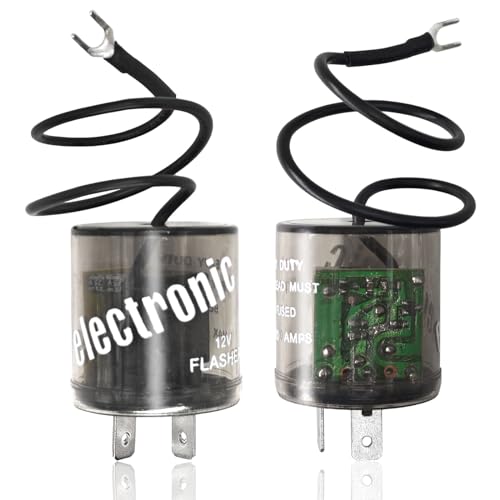 Formiden LED Flasher Relay 2 Pin 12V Set of 2 Turn Signal Flasher Relay with Ground Wire 2 Pin Heavy Duty 12V LED Flasher Compatible Automobile Motorcycle - Image 1