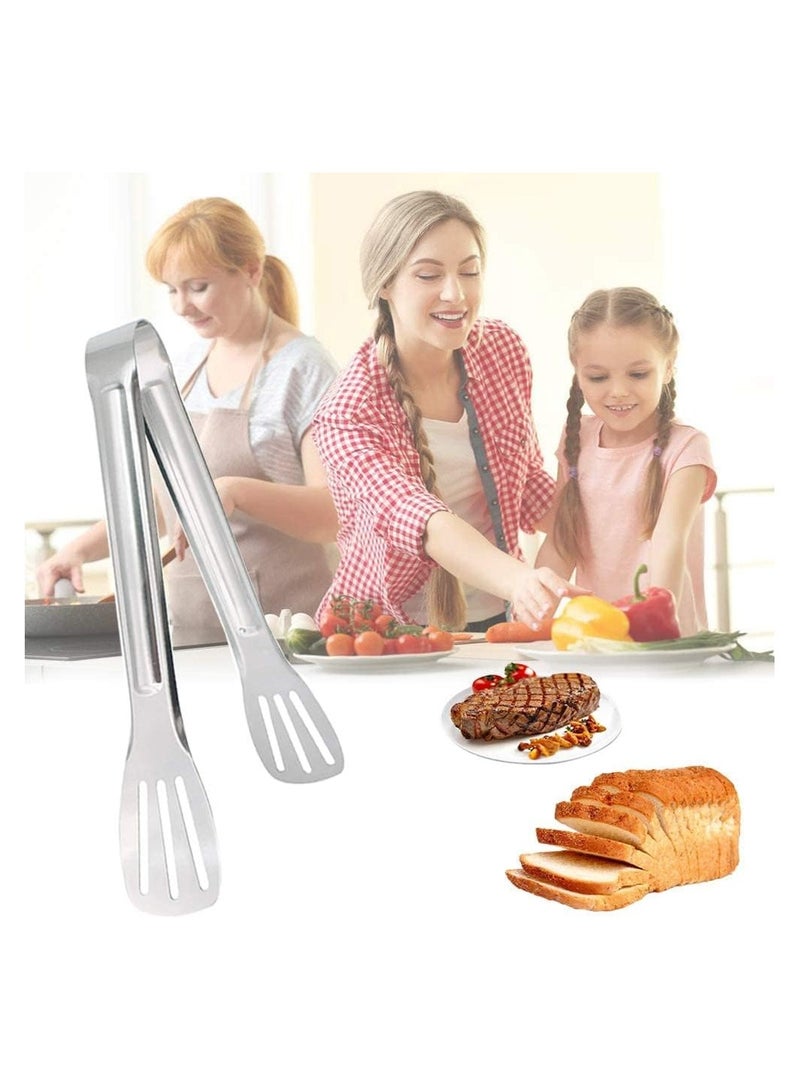 Bukela Kitchen Tongs, 304 Easy to Clean, Food Safe Stainless Steel Cooking Tongs, Salad, BBQ, Frying Tongs Utensils, Kitchen Gift etc, Easy Grip Best Sturdy Tongs, Non Stick - Image 1