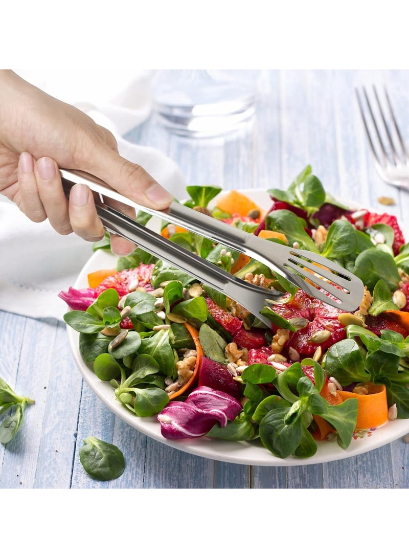 Bukela Kitchen Tongs, 304 Easy to Clean, Food Safe Stainless Steel Cooking Tongs, Salad, BBQ, Frying Tongs Utensils, Kitchen Gift etc, Easy Grip Best Sturdy Tongs, Non Stick - Image 4