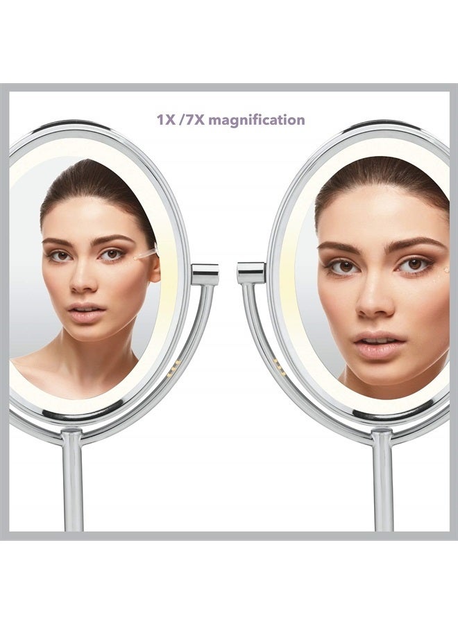 CONAIR مرآة مكياج مضاءة مزدوجة الجوانب من ريفلكشنز، 1x/7x تكبير، كروم مصقول - Image 3