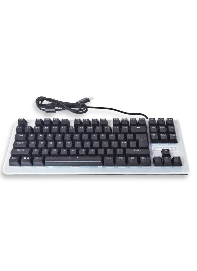 Cougar Wired Mechanical Gaming Keyboard for computer and lap top (black) , Rainbow Full size with 87 key , cable USB Speed interface , Covered with a soft and flexible silicone layer to protect the keyboard from scratches, blue switch, adjustable height in to give comfort to the hand while playing , It can be used at home, office and personal use.  - Image 2