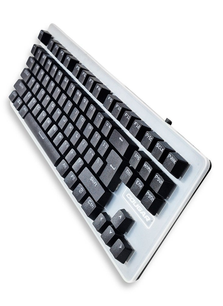 Cougar Wired Mechanical Gaming Keyboard for computer and lap top (black) , Rainbow Full size with 87 key , cable USB Speed interface , Covered with a soft and flexible silicone layer to protect the keyboard from scratches, blue switch, adjustable height in to give comfort to the hand while playing , It can be used at home, office and personal use.  - Image 3