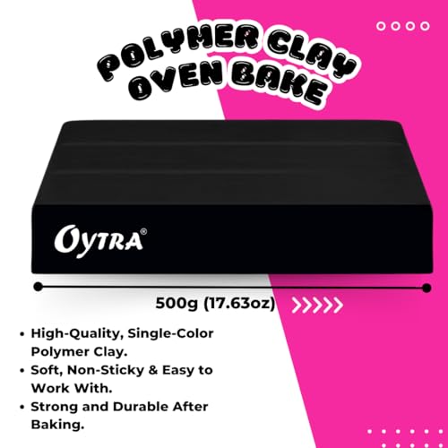 Oytra 500 Gram Signature Polymer Clay Oven Bake Clay for Jewellery Figurine Canes Making Bulk Pack (Black 25) - Image 2