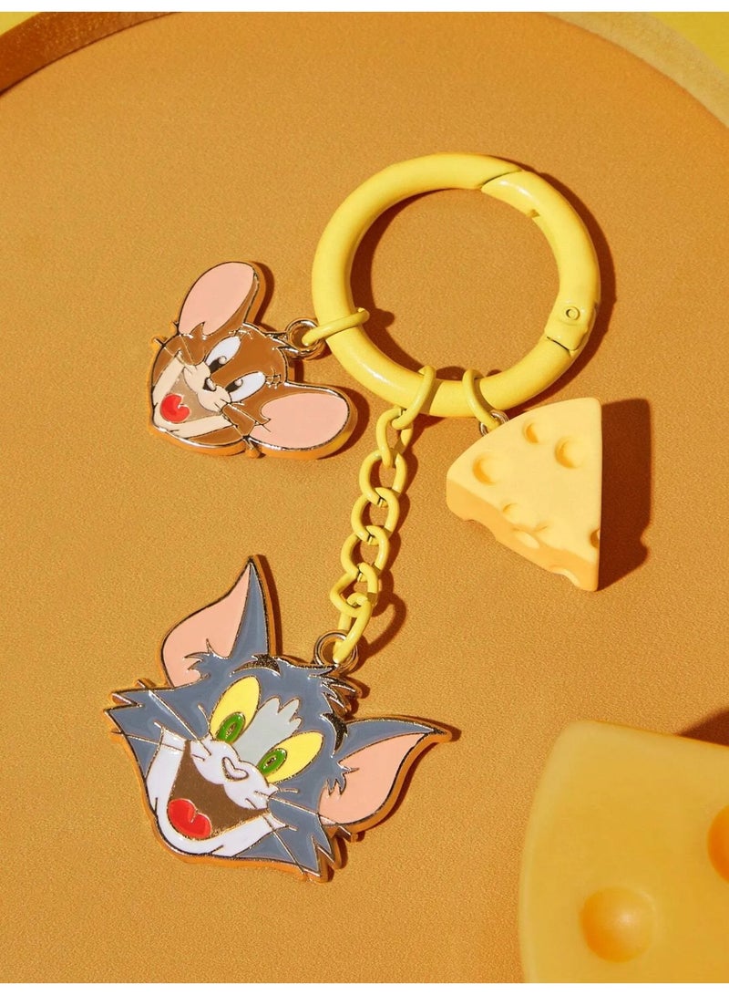 Tom and Jerry Inspired Keychain Made of High-Quality Durable Metal, Can Be Used as a Keychain, Bag Charm, or Accessory for Jeans and Wallets - Image 1