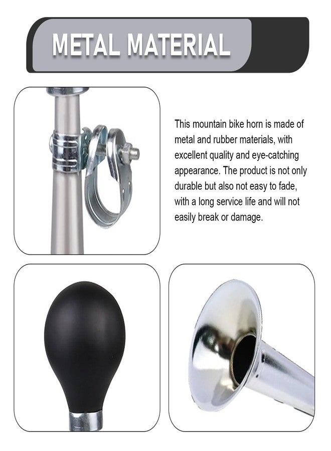 Anyhut 1 PC Bike Horn, 7 Inch Loud Sound Bicycle Bell, Weather-Resistant Vintage Metal Air Horn, Bike Bells for Kids & Adults, Universal Fit for Bicycles/Motorcycles/ATV/Golf Carts (Silver) - Image 5