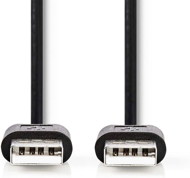 NEDIS USB Cable | USB 2.0 | USB-A Male | USB-A Male | 480 Mbps | Nickel Plated | 2.00 m | Round | PVC | Black | Hanger - Image 2
