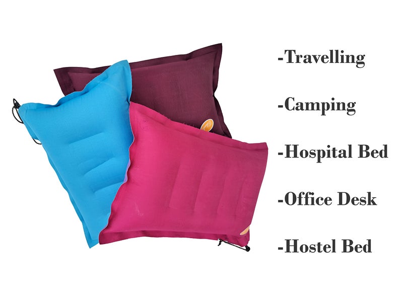 Shivam Mart Pack of 2 Cotton Fabric Travelling Pillow with Air Pump Cotton Air Pillow(Multi Color)  - Image 4