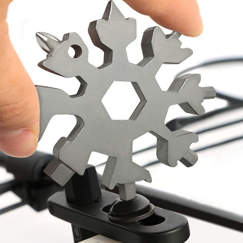 NOBILEA NOBILEA 18 in 1 Stainless Steel Snowflake Multi Tool Durable and Portable Essential Key Chain Pocket Bottle Opener Pocket Wrench Multi color - Image 5