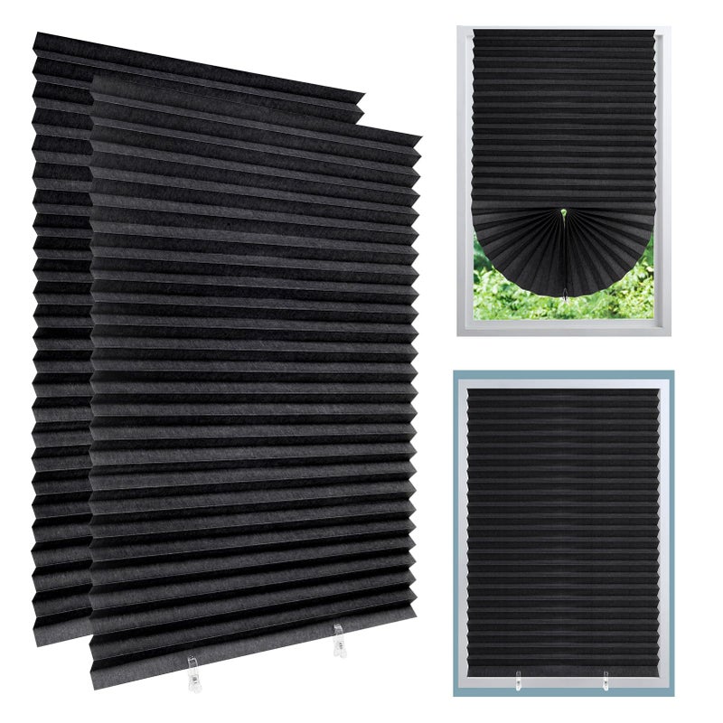 2 Pack Temporary Blackout Blinds 150  60cm Stick on Blinds Curtains No Drill Blinds Curtains Blackout High Shading Blind for Home Bedroom Kitchen Bathroom Windows Easy Fit with Clips