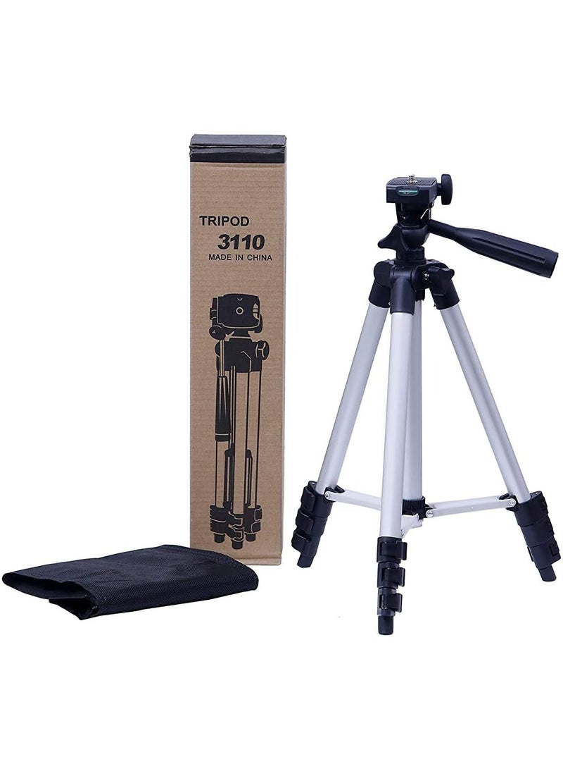 ستاند "حامل ثلاثي احترافي للكاميرا بطول 3.5 قدم - تصميم أنيق باللون الفضي/الأسود للاستقرار والتنوع" - Image 1