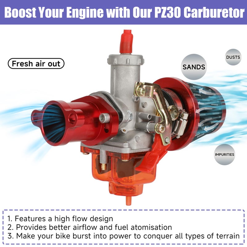 Ciloyu Pz30 30Mm Carburetor With Exhaust Header Pipe Muffler Stage 2 Kit Replacement For Predator 420Cc 301Cc 389Cc Gx390 Gx340 Gx270 Gx240 13Hp 11Hp Engine Mini Bike Go Kart Cart Parts Accessories - Image 2