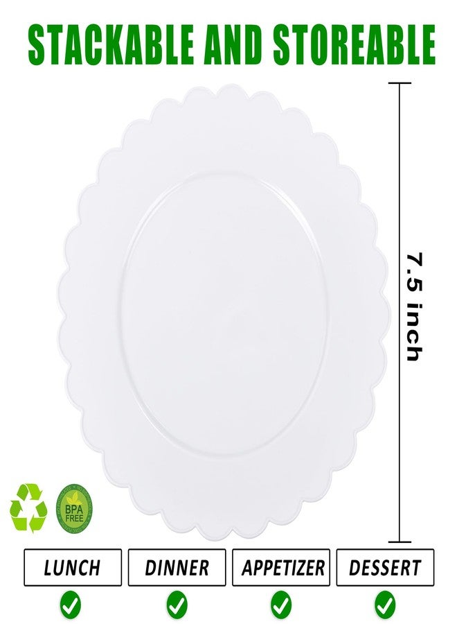 SUT 72Pcs 7.5" White Plastic Plates, Heavy Duty Disposable Plates for Weddings, Parties, Events, Fancy Dessert & Appetizer Plates | Shatterproof Bulk Party Supplies (72 Count) - Image 2