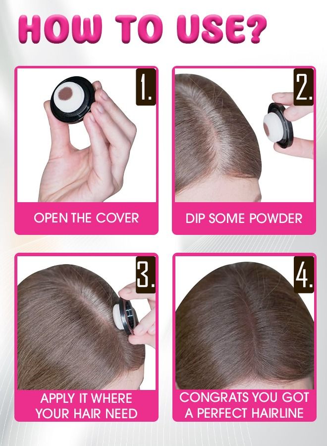 Kanza بودرة تظليل خط الشعر Instantly Hairline Shadow لتغطية سريعة لإخفاء جذور الشعر والحواجب واللحية وتغطية جذور الشعر لتصحيح خط الشعر الخفيف ومقاومة للرياح والعرق (بني متوسط) - Image 3