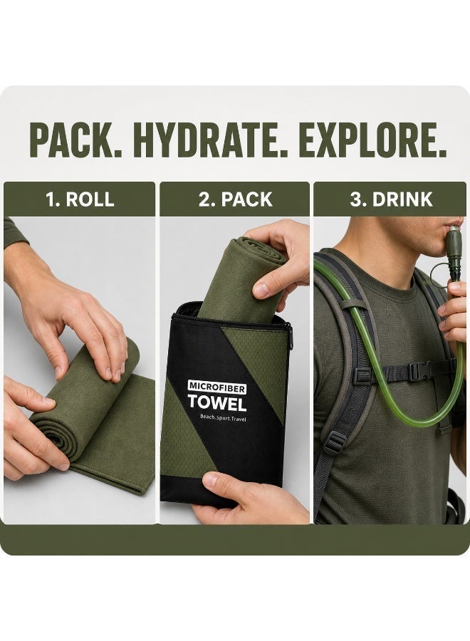 CIFOX Hydration Bladder 2L with Quick‑Dry Microfiber Towel, Outdoor Sports Water Bag Set for Hiking Camping Running - Image 3