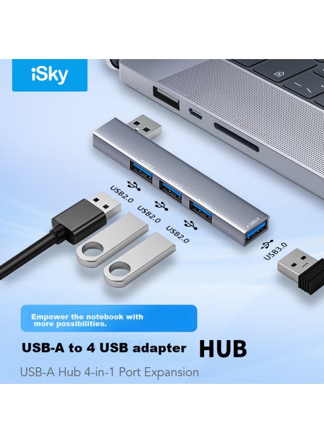 Isky Usb Hub Adapter, Left Side Adhesive Expansion Dock, Usb To Usb 3.0 Converter, Laptop Expansion Dock, Four-in Hub - Image 1