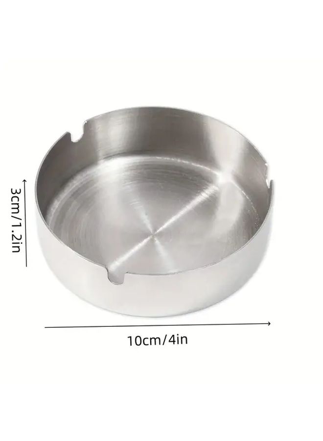 5pcs Stainless Steel Ashtrays Round with 3 Slots for Indoor Outdoor Use - Image 3