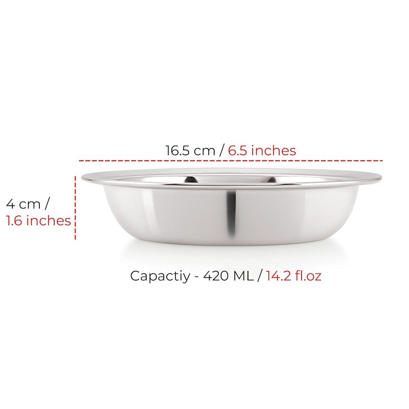 HAZEL Stainless Steel Snack BowlPlate Set Small Steel Plates Dish for Snacks Breakfast Plates Set of 12 420 ML - Image 4