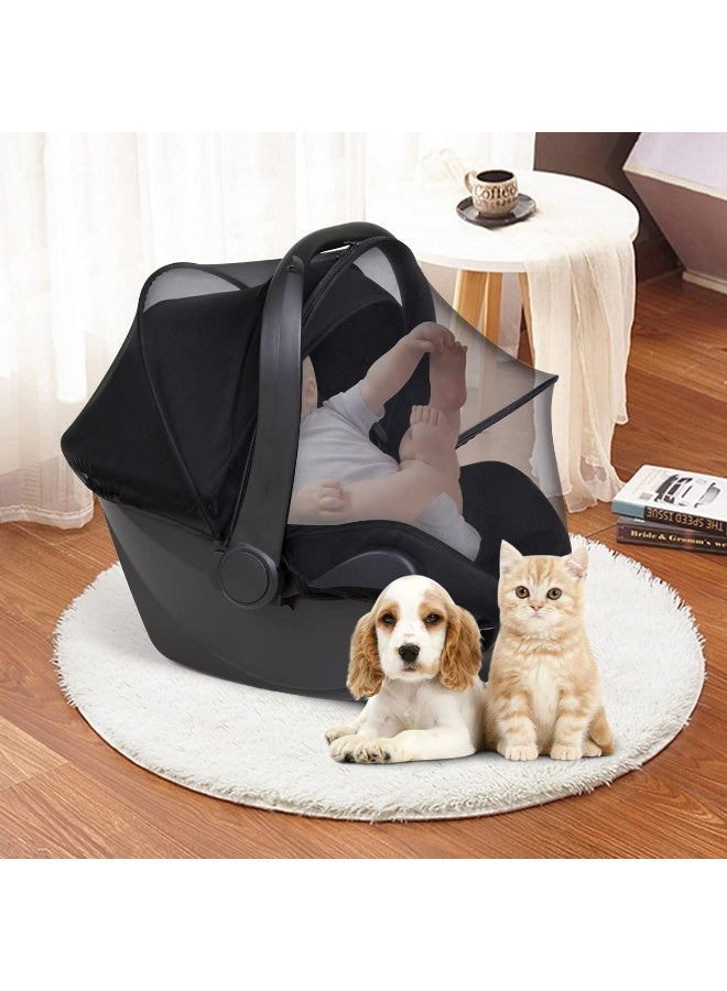 Beberoad Love Universal Baby Car Seat Mosquito Net - Breathable Mesh Cover with 2-Way Zipper for Infant Protection(Black) - Image 3